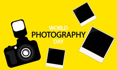 World photography day camera, vector art illustration.