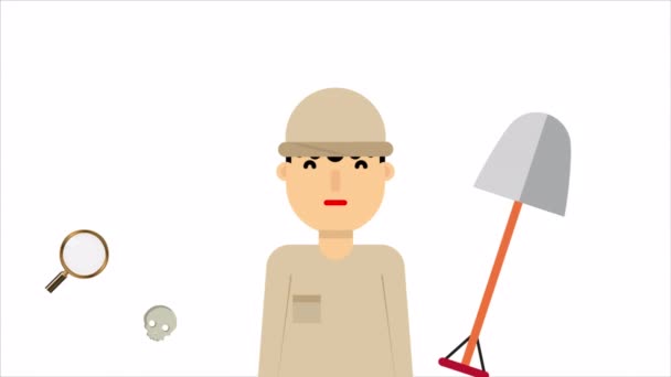 Archaeologists Day Ancient Excavations Art Video Illustration — 비디오