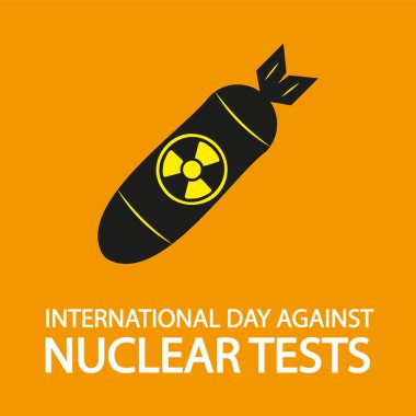International Day Against Nuclear Tests bomb, vector art illustration.