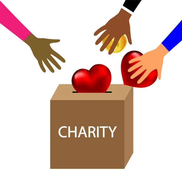 International Day Charity Hands Box Vector Art Illustration — Stock vektor