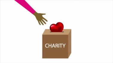 International day of charity hands at the box, art video illustration.