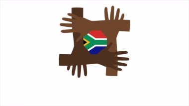 Güney Afrika 'daki miras günü. El ve bayrak, sanat videosu illüstrasyonu..