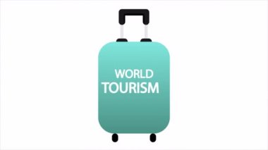 Dünya turizm günü çantası, sanat videosu illüstrasyonu.