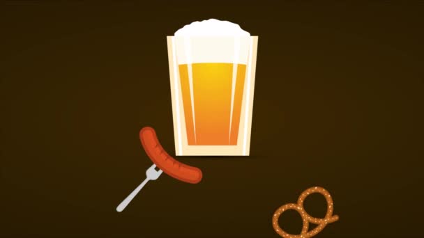 Oktoberfest Celebration Beer Sausages Art Video Illustration — Stock Video