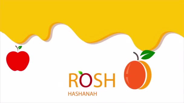 Rosh Hashanah Joods Nieuwjaar Appel Honing Kunst Video Illustratie — Stockvideo