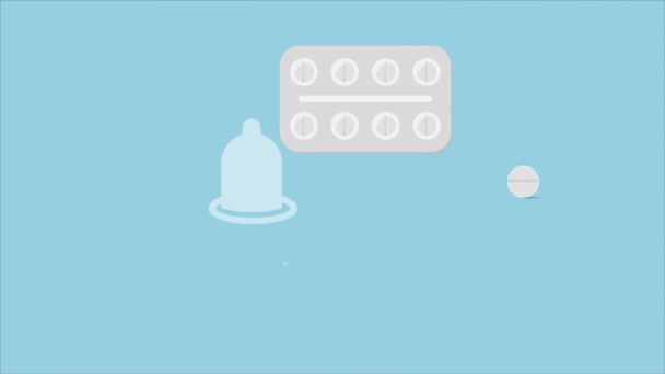 Dia Mundial Contracepção Medicamentos Arte Vídeo Ilustração — Vídeo de Stock