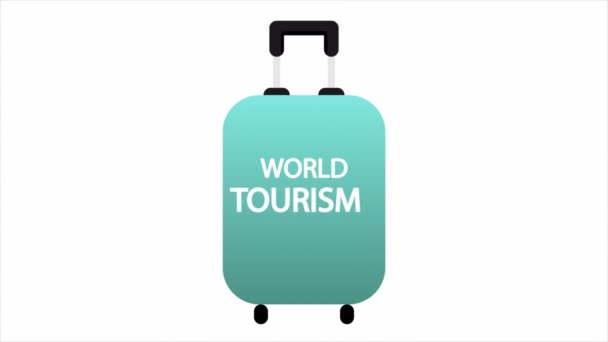 Welttourismustag Tasche Kunst Video Illustration — Stockvideo