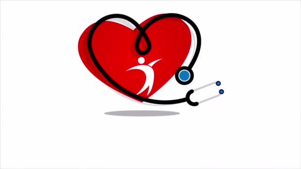 Всесвітній День Серця Фонендоскоп Ілюстрація Художнього Відео — стокове відео