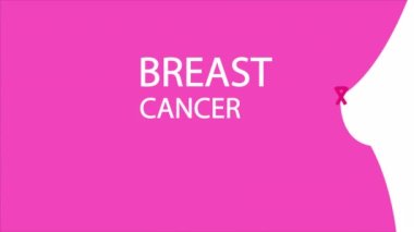 Göğüs kanseri farkındalığı ayı, kadın göğüs büyümesi, sanat videosu illüstrasyonu.