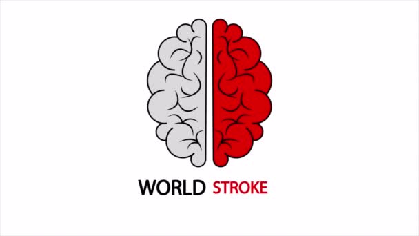 World Stroke Day Cerebro Rojo Ilustración Vídeo Arte — Vídeos de Stock