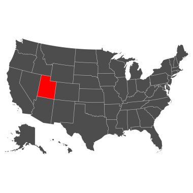 Utah 'ın vektör haritası. Çok detaylı bir illüstrasyon. Amerika Birleşik Devletleri 'nin ülkesi. Düz stil. Vektör  