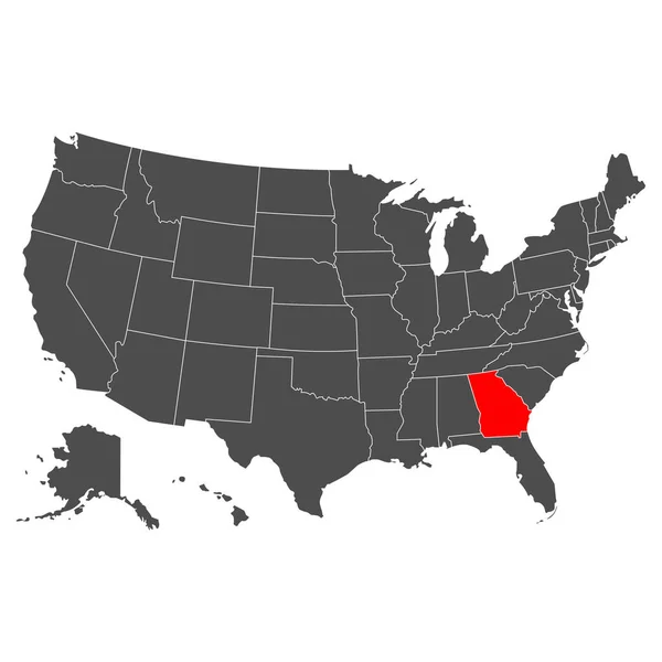 美国佐治亚州地图 非常详细的说明 美利坚合众国的国家 平淡的风格 矢量说明 — 图库矢量图片