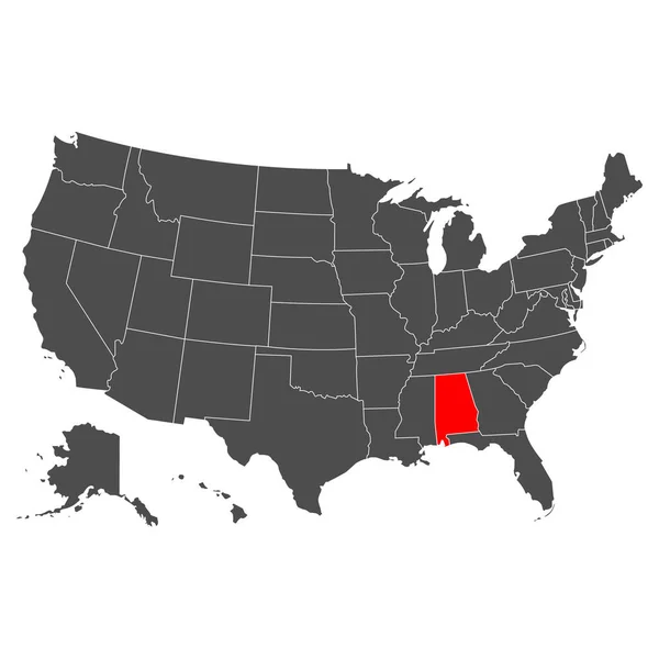 Mappa Vettoriale Dell Alabama Alta Illustrazione Dettagliata Paese Degli Stati Vettoriali Stock Royalty Free