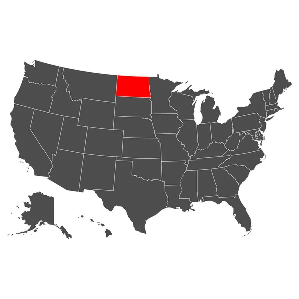 ノースダコタのベクトルマップ 詳細なイラスト アメリカ合衆国の国 フラットスタイル ベクターイラスト — ストックベクタ