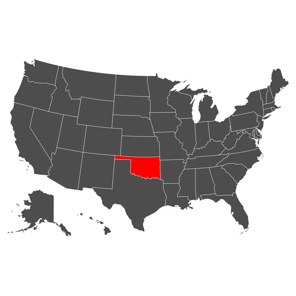 Mapa Wektorowa Oklahomy Wysoka Szczegółowa Ilustracja Kraj Stanów Zjednoczonych Ameryki — Wektor stockowy