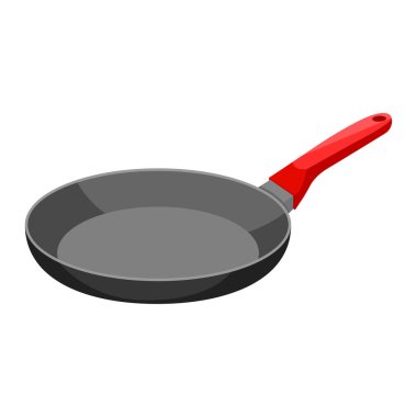Kızartma tavası beyaz arka planda izole edildi. Kızartma tavası. Siluet sembolü. Yemek pişirmek için mutfak gereçleri, ikon. Vektör  