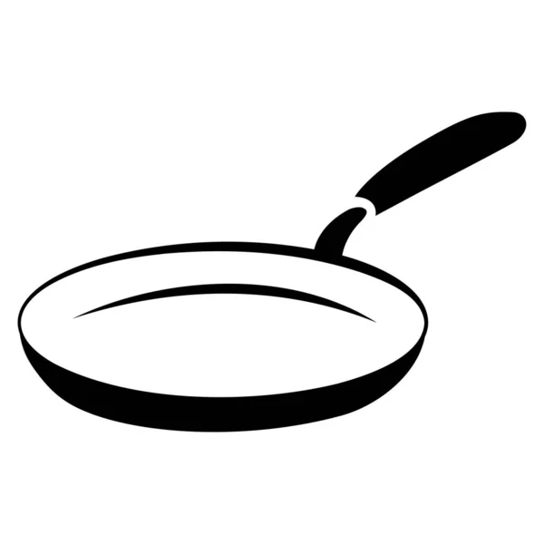 白い背景に隔離されたフライパン フライパンで揚げて シルエットのシンボル 調理用の台所用品 アイコン ベクトル — ストックベクタ