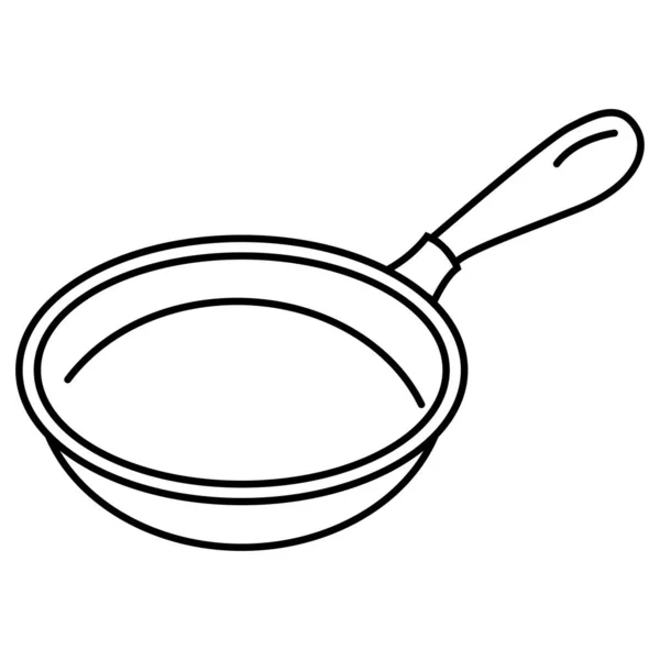 白い背景に隔離されたフライパン フライパンで揚げて シルエットのシンボル 調理用の台所用品 アイコン ベクトル — ストックベクタ