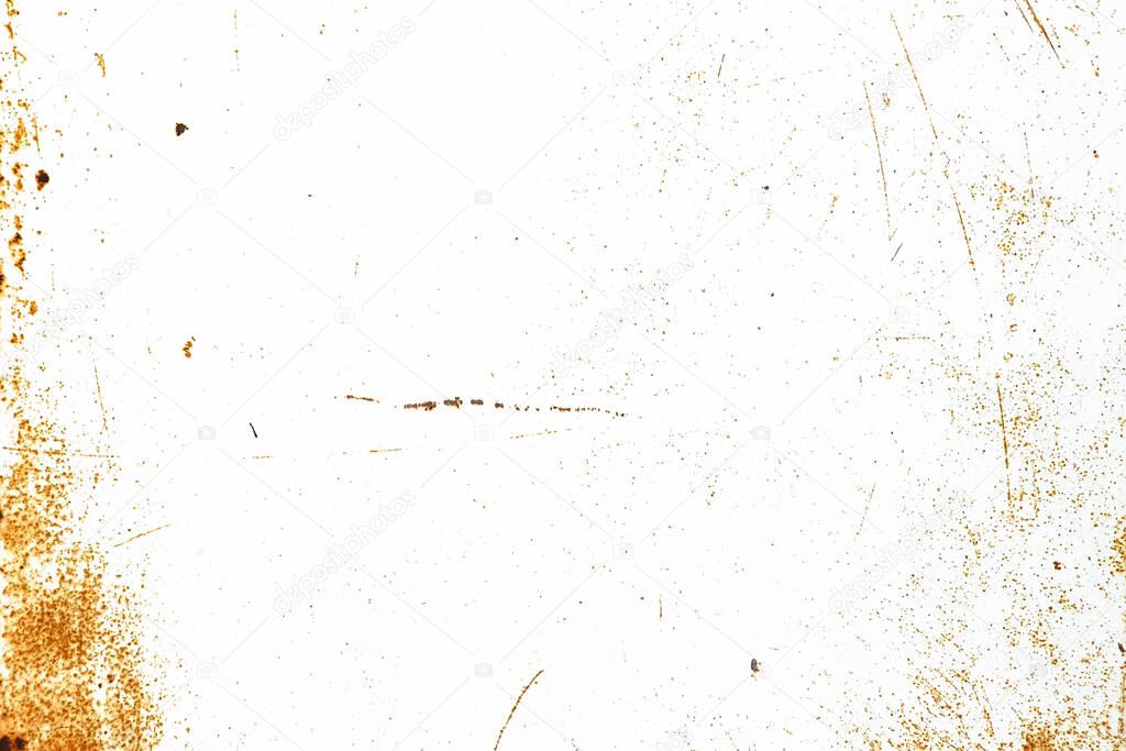 White painted metal texture with rusty scratches. Rusty metal background, noisy background.