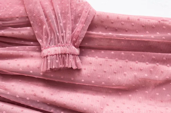 Tulle Rose Doux Pois Tulle Avec Mouches Fond Texture Robe — Photo