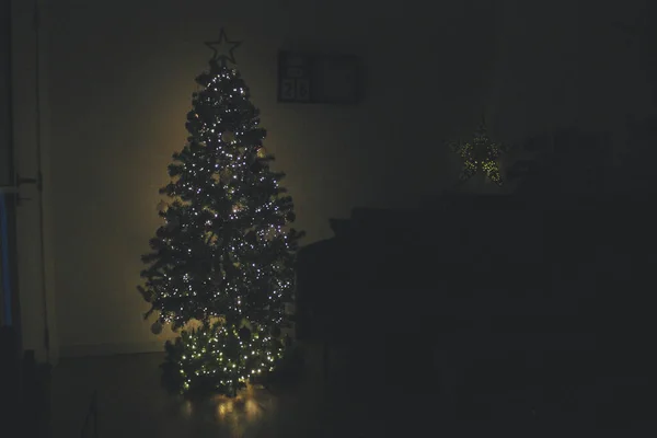 Χριστουγεννιάτικο Δέντρο Διακόσμηση Χρυσό Κόκκινο Πράσινο Και Λευκό Αστέρι Vintage — Φωτογραφία Αρχείου