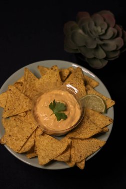 Meksika yemeği - taco bulanık çedar peyniri sosu 