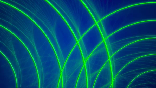 Зеленые Неоновые Круги Темно Синем Фоне Абстрактный Фон Текстов Презентаций — стоковое фото