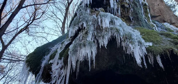 Frozen Waterfall Rock Winter — Stock Photo, Image
