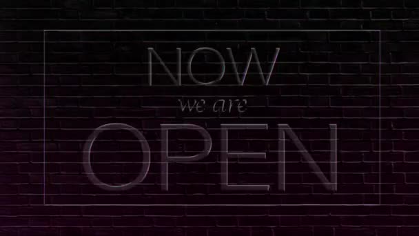 Neon Banner Animation Now Open Online Store Marketing Advertising Opening — Stockvideo