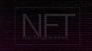 NFT non fungible tokens concept - NFT neon banner 