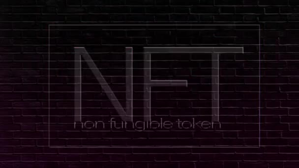 Έννοια Ανταλλάξιμων Μαρκών Nft Nft Neon Banner — Αρχείο Βίντεο