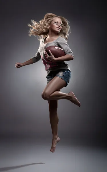 American football woman — Stock Photo, Image