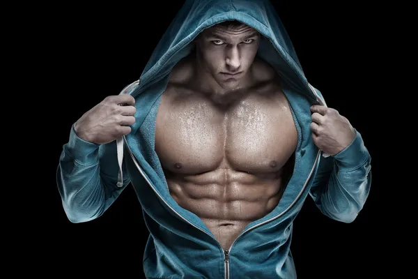 Forte atletica uomo fitness modello busto mostrando sei pack abs. è Foto Stock Royalty Free
