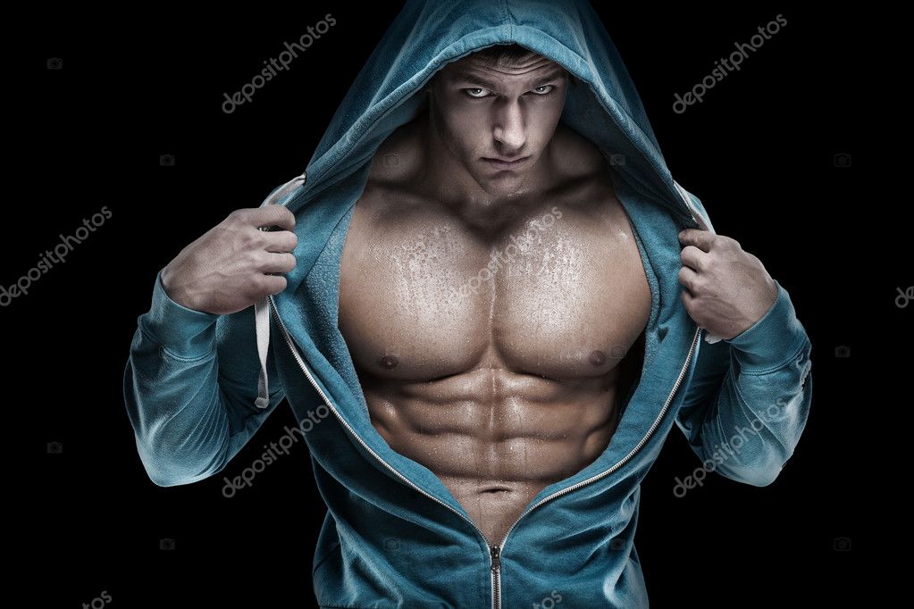 Strong Athletic Man Fitness Model Torso mostrando seis abdominales. es