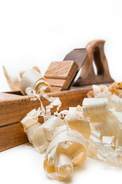 Planer with wooden chips — Stock Photo, Image