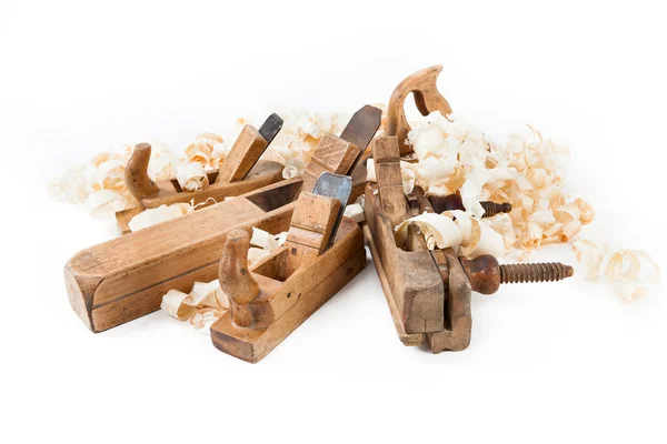 Planer met houten chips — Stockfoto