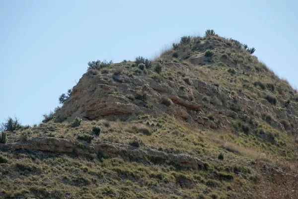 Warme Hügel Voller Natur Und Felsen Einer Bergigen Landschaft Mit — Stockfoto