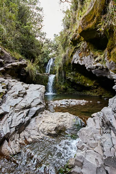 Paysage Fluvial Avec Cascades Par Temps Froid Équateur — Photo