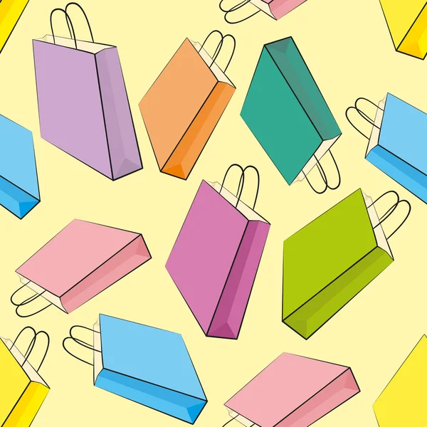 Χωρίς ραφή πρότυπο με πολύχρωμα χάρτινες τσάντες — Διανυσματικό Αρχείο