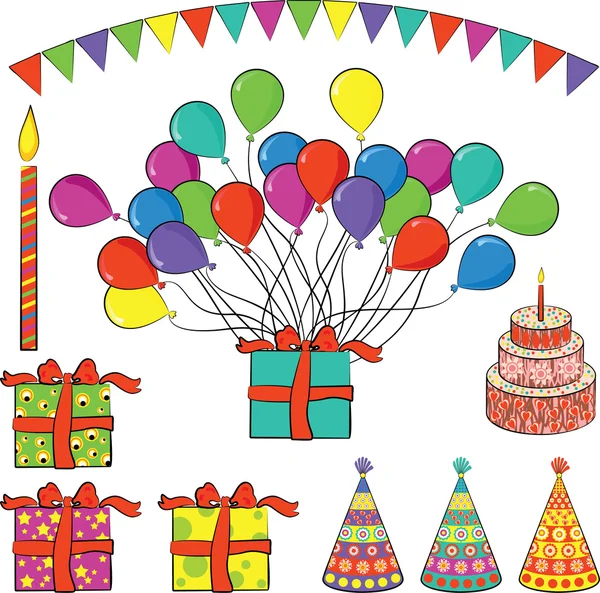 Elementos de fiesta de cumpleaños — Vector de stock