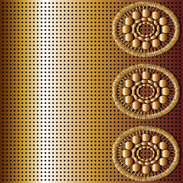 Dunkles Gold Metall Hintergrund mit abstrakten Blumen und Reflexion — Stockvektor