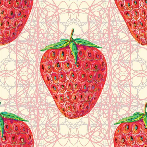 Απρόσκοπτη μοτίβο με φράουλα — Διανυσματικό Αρχείο