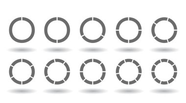 Çember çizelge bölümü segmentleri vektör diyagramı segmentleri pasta şablonunu ayarlar. Çember bölümleri ayarlandı. Çeşitli sektörler çemberi eşit parçalara böler. Birden ona kadar. Pasta çizelgesi hazır. Diyagram koleksiyonu