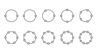 Çember çizelge bölümü segmentleri vektör diyagramı segmentleri pasta şablonunu ayarlar. Çember bölümleri ayarlandı. Çeşitli sektörler çemberi eşit parçalara böler. Birden ona kadar. Pasta çizelgesi hazır. Diyagram koleksiyonu