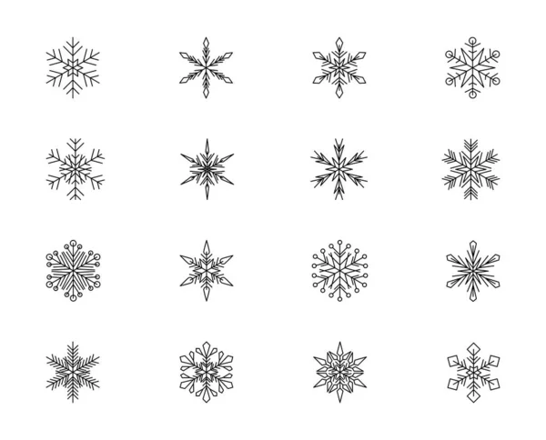 Σετ Νιφάδων Χιονιού Χειμερινή Συλλογή Για Σχεδιασμό Σας Εικονίδιο Νιφάδα — Διανυσματικό Αρχείο