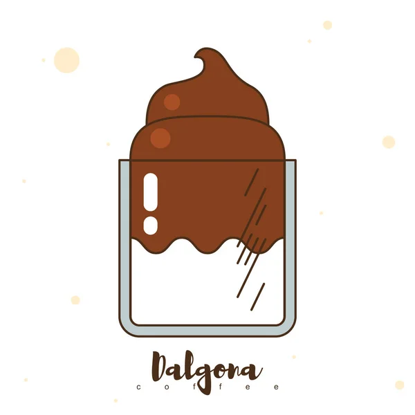 Café Dalgona Leche Chocolate Dalgona Café Dalgona Latte Café Instantáneo — Archivo Imágenes Vectoriales