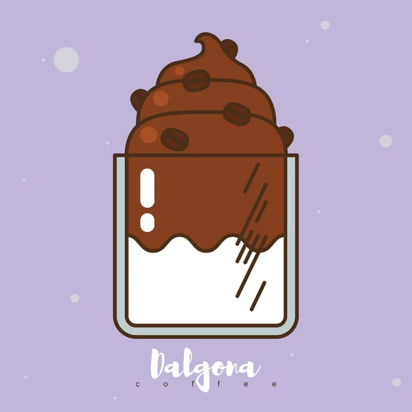 Dalgonaコーヒー Dalgonaチョコレートミルク Dalgonaコーヒーラテ インスタントコーヒー トレンディホイップコーヒーベクトルイラスト ソーシャルメディアのフードトレンド — ストックベクタ