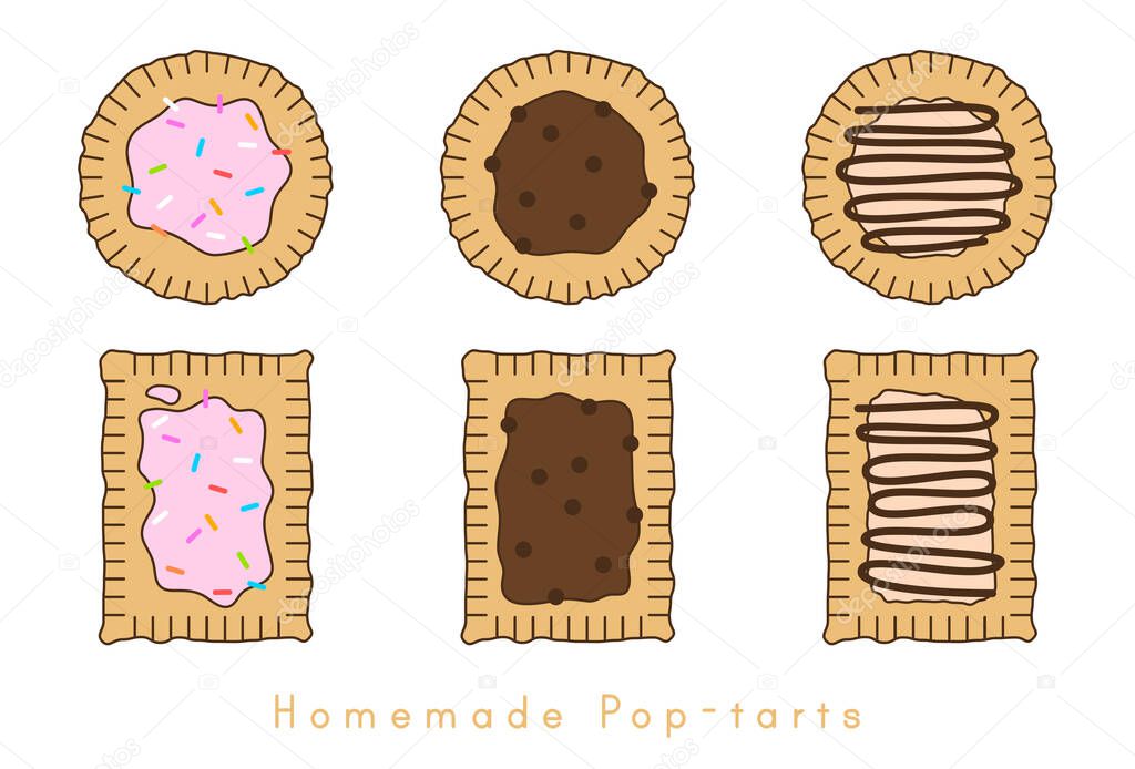 Homemade Pop-tarts made from scratch. Hot Toaster Pastry. Baked Pastry vector illustration