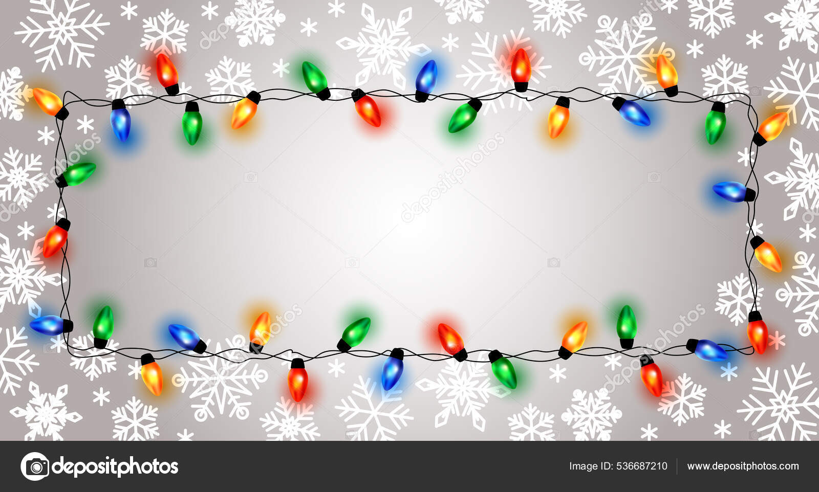 Feux Noël Bordure Flocons Neige Cadre Ficelle Légère Cadre Noël Vecteur par  ©artskvortsova 536687210