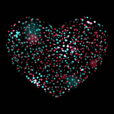 Sevgililer günün kutlu olsun. Kalp şeklinde. Soyut arıza TikTok arka planı. Vektör çizimi. Soyut arkaplan. Işık. Gelecekçi mavi eğimli vektör siyah arkaplan kontrast renk sınır dijital dinamik